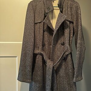 Iz Byer Gray Trench Coat Wool Blend Belted